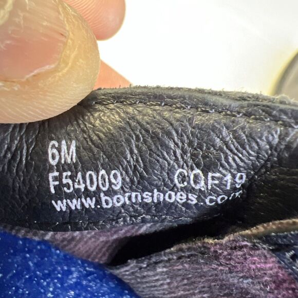 BORN BLACK LEATHER ANKLE BOOTS FASHION BOOTIES SHOES HEELS US WOMEN Size 6M - Picture 6 of 7